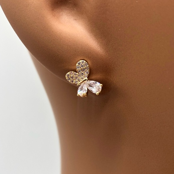 26. Crystal butterfly stud earrings - Picture 4 of 7
